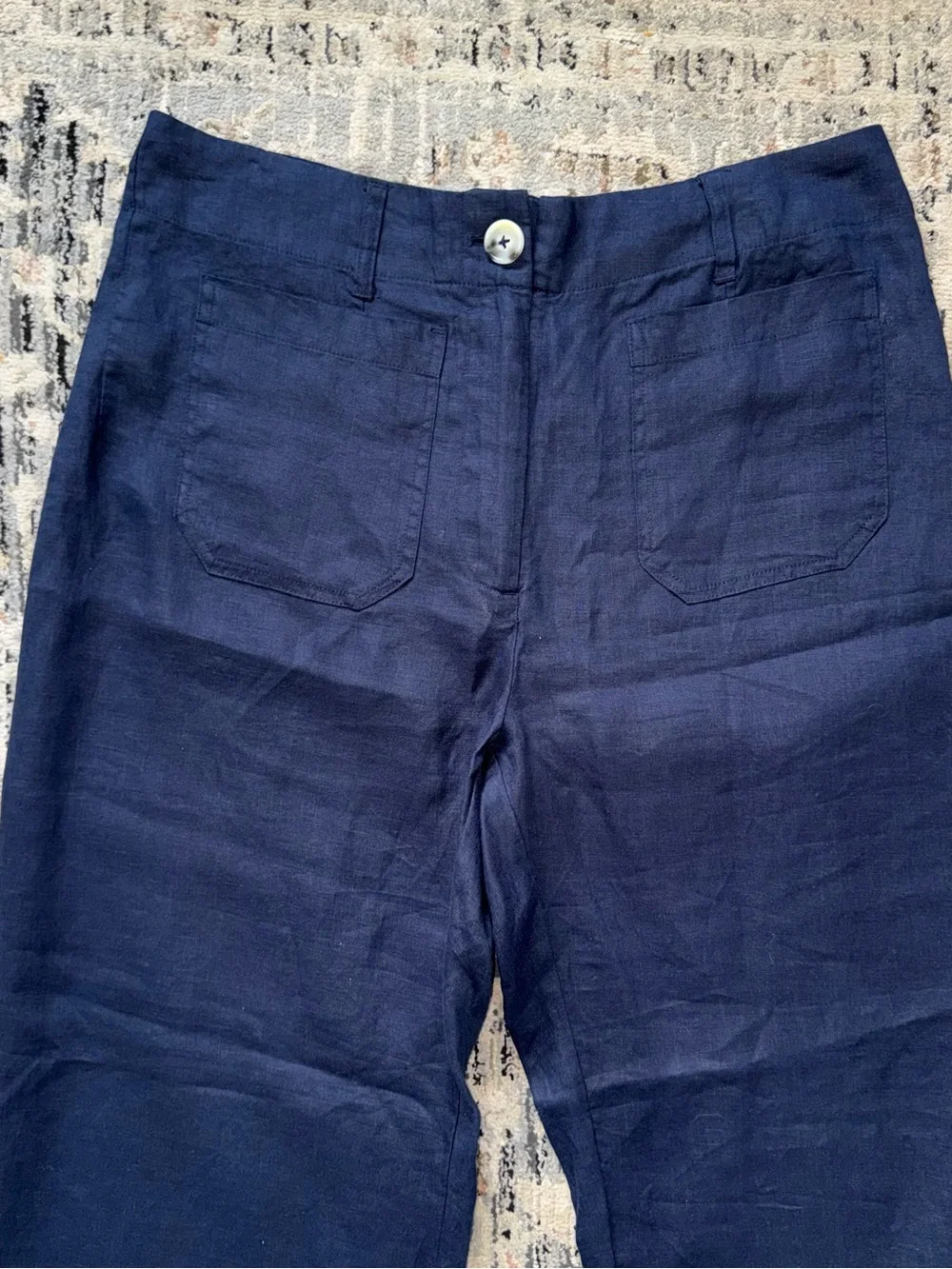 Quince 100% European Linen Wide-Leg Patch Pocket Pants - Navy